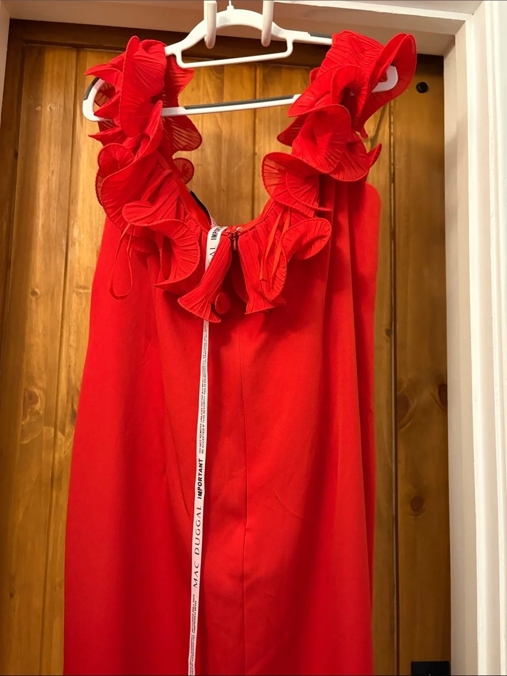 Mac Douggal Off The Shoulder Ruffle Detail Column Gown-Red Size 16 Style 49643 - Picture 5 of 7